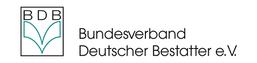 Logo des Bundesverbands Deutscher Bestatter e.V. mit Schriftzug „BDB“ und vollständigem Namen darunter.